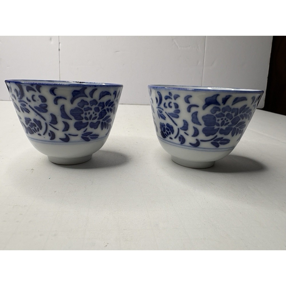 Pair Antique Chinese Blue and White Porcelain Bowls